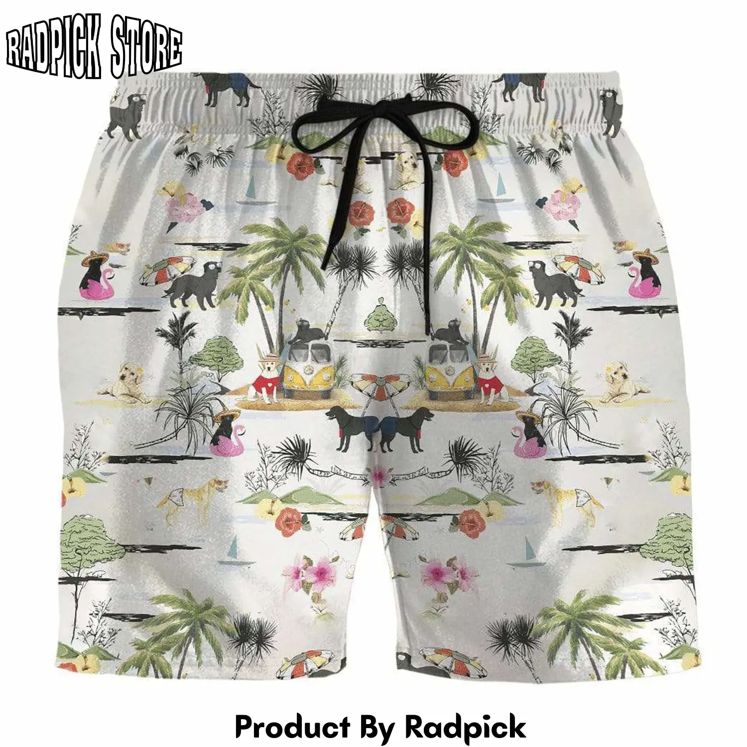 Radpick 3d labrador retriever hawaii beach retro custom summer beach shorts swim trunks rp631399